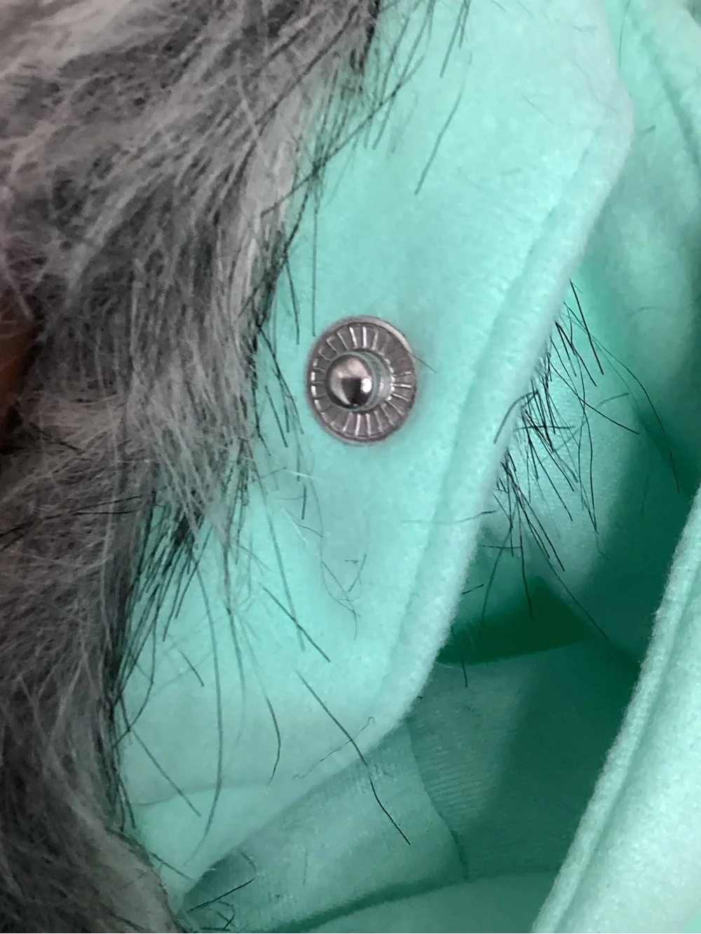 Cat & Jack Mint Green Hooded Pea Coat with Faux Fur Trim L 10/12